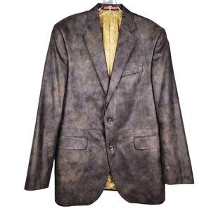 Cremieux Men's Blazer Sport Coat Brown 42L Micro Suede 2 Button Business Casual